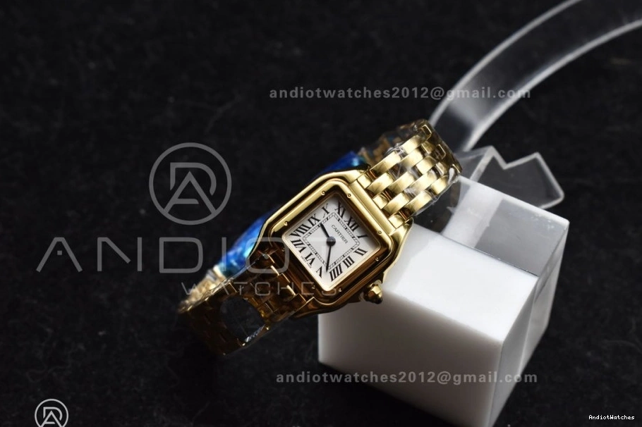 Full 1000 Best Full YG On Edition White YG Quartz BVF Bracelet Panthère Compact 1:1 22mm Ronda Dial 0417